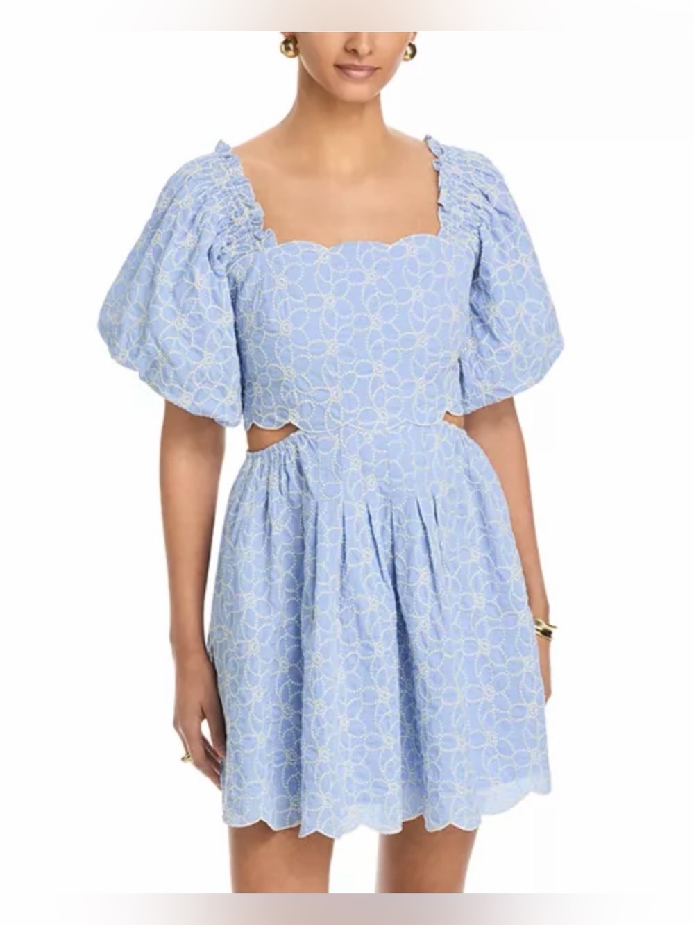 NWT Embroidered Scallop Hem Mini Dress